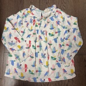 Mini Boden Colorful Kids Blouse with birds size 6/7